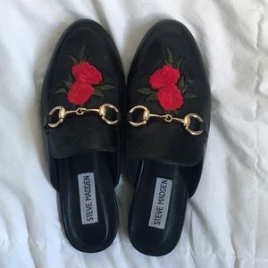 Steve Madden gold flower loafer slides